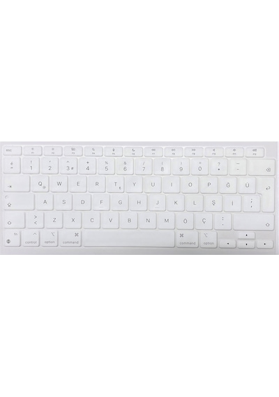 Arabulalaca Apple Uyumlu MacBook Air 13 İnç 2020 A2337 M1 Işlemcili Türkçe Q Silikon Klavye Koruyucu Beyaz