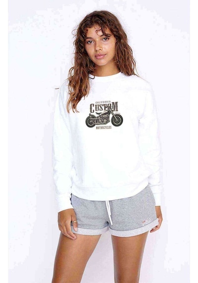 American Costum California Baskılı Beyaz Kadın Sweatshirt