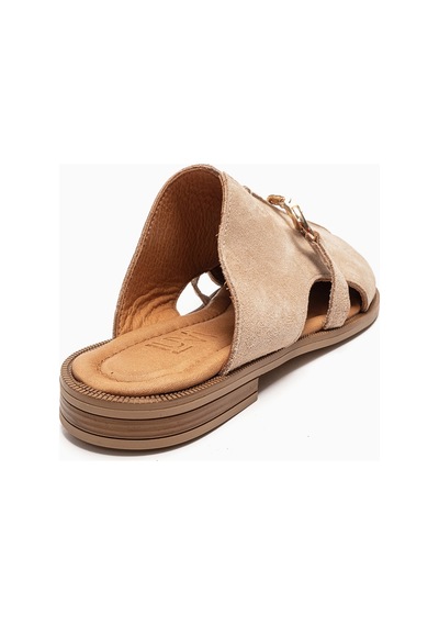 Luvishoes Favor Bej Süet Hakiki Deri Önü Kapalı Kadın Terlik