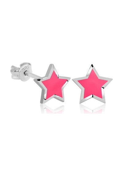 Gümüş Fosforlu Pembe Yıldız Küpe Sl3430 Gümüş