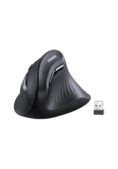 Ugreen 4000 Dpı 6 Tuşlu Ergonomik Kablosuz Dikey Mouse, Siyah, 25444 -