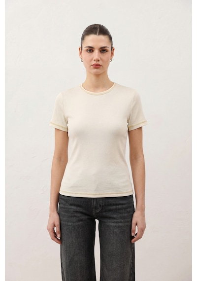 Antioch Kadın Basic T-shirt Bej