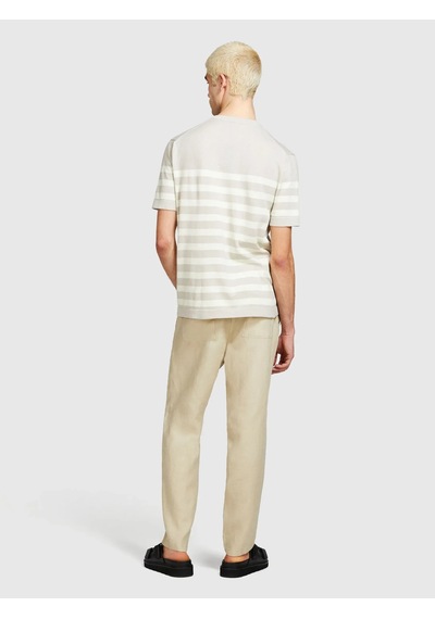 %100 Keten Beli Büzgülü İpli Slim Fit Pantolon Erkek Bej Pantolon - 325p4aghsf043 Bej