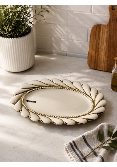 Royking Oval Sunum Tabağı - Gold-7237 Çok Renkli