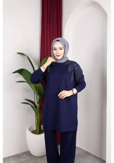 Hira Life Fashion Moda Efsa Kadın Lacivert Tesettür Giyim Zarif Taş Detaylı Tunik & Pantolon İkili Takım Lacivert Lacivert Hira Life Fashion Moda Efsa Kadın Lacivert Tesettür Giyim Zarif Taş Detaylı Tunik & Pantolon İkili Takım Lacivert Lacivert