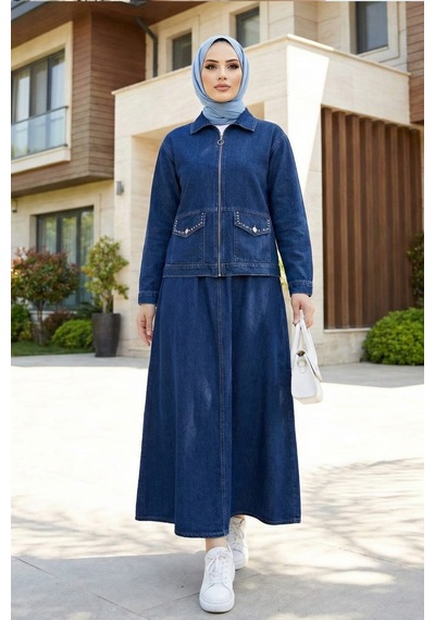 Hb Harma Time Butik Kadın Taş İşlemeli Kot Lacivert Ceket Ve Beli Lastikli Kot Lacivert Etek İkili Takım Lacivert Lacivert Hb Harma Time Butik Kadın Taş İşlemeli Kot Lacivert Ceket Ve Beli Lastikli Kot Lacivert Etek İkili Takım Lacivert Lacivert