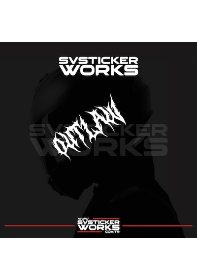 Outlaw Yazılı Kask Sticker Tüm Kasklar Uyumlu Tek Yön 1 Adet Beyaz