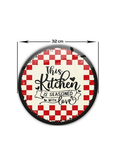 Decorita Cam Kesme Tahtası | Kitchen Love | Çap32cm