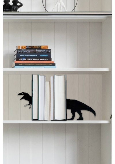 Hobi Demir Sanat T-Rex Figürlü Dekoratif Metal Kitap Tutucu