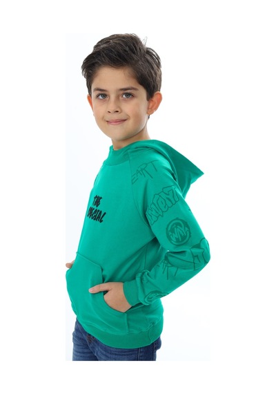 Toontoy Kids Toontoy Erkek Çocuk Relax Fit Kapüşonlu Cepli Reglan Kol Baskılı Sweatshirt - 2 İplik Yeşil Toontoy Kids Toontoy Erkek Çocuk Relax Fit Kapüşonlu Cepli Reglan Kol Baskılı Sweatshirt - 2 İplik Yeşil