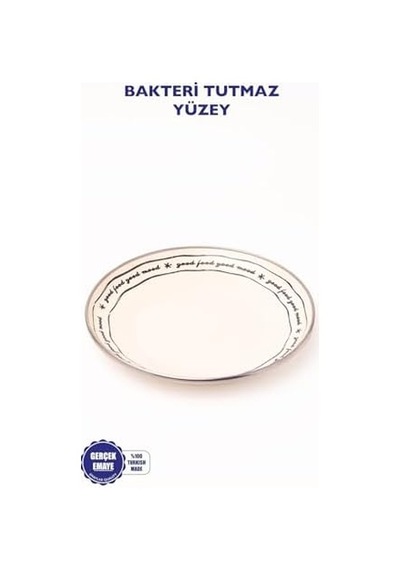 Mood Emaye Tabak Pasta Sunum Tabağı 21 Cm Açık Gri