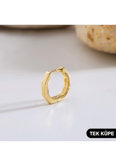 Goldkupe 14 Ayar Altıgen Minik Tek Halka Altın Küpe 0,51 Gr-6319
