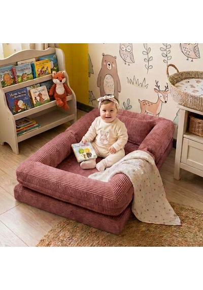 Miniwood Montessori Yatak Oyun Alanlı Bebek Yer Yatağı Sünger Çocuk Karyola 95 x 150 CM
