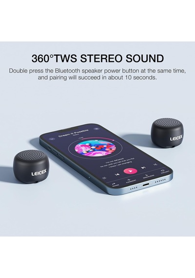 Mini Bluetooth Hoparlör, Küçük Küçük Taşınabilir Bluetooth 5.0 Hoparlörler Açık Kapalı İçin Mükemmel Siy