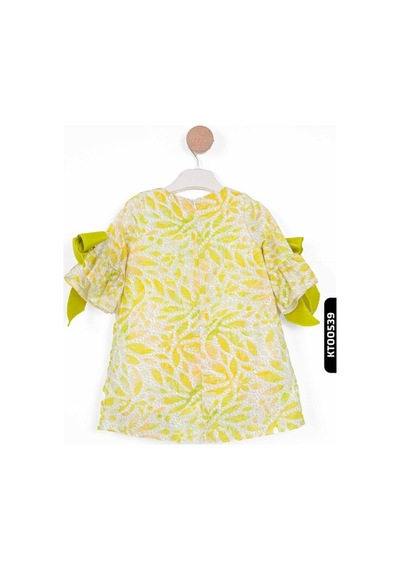 Xo Kids A-line Kalıplı Büzgülü Kollu Kurdele Detaylı Yay Başörtülü Kız Çocuk Elbise 1-5 Yaş 6564 Yeşil