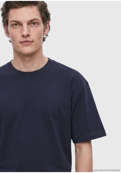 Ramsey Lacivert Düz %100 Pamuk T-shirt lacivert navy Blue