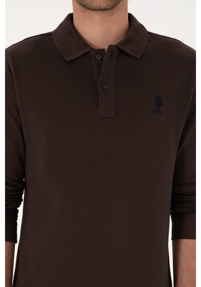 U.S. Polo Assn. Erkek Regular Fit Polo Yaka Koyu Kahverengi Basic Sweatshirt 50307757-VR084 U.S. Polo Assn. Erkek Regular Fit Polo Yaka Koyu Kahverengi Basic Sweatshirt 50307757-VR084