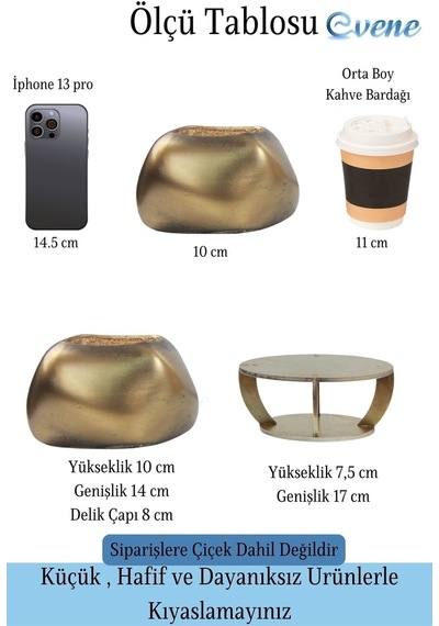 Ahşap Ayaklı Beton Saksı Büyük Boy 1 Adet Spiral Oval Model - Altın Eskitme