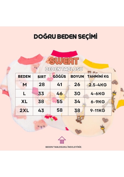 Züzü Polar Sweat Zürafa Desenli Kedi Köpek Sweati Kedi Köpek Kıyafeti Köpek Poları Sıcak Tutan Sweat
