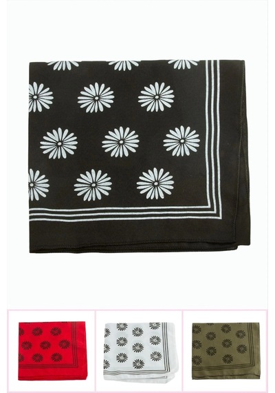 Çiçek Desenli Keten Bandana 50 50