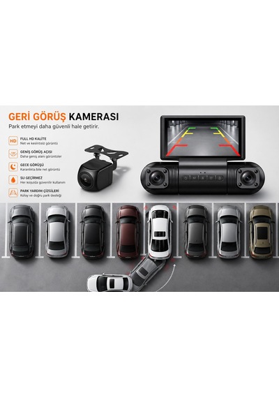 Cmr-161 4 Kannalı Araç İçi Kamera Sistemi Full Hd 1080p Gece Görüşlü 170 Derece Geniş Açı G-sensör 2.0inç Ekranlı