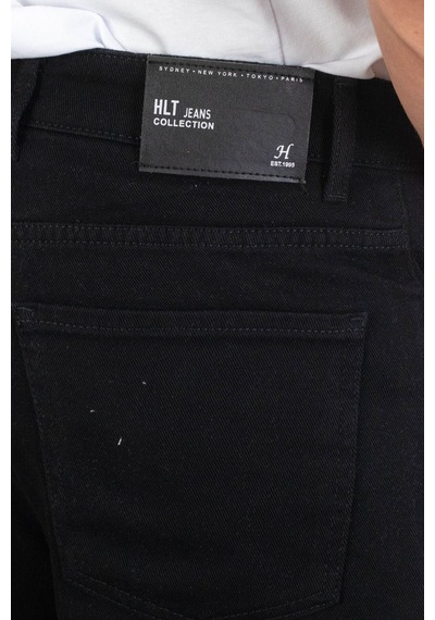 HLT Jeans Erkek Siyah Baggy Fit Rahat Kesim %100 Pamuk Denim Loose Jeans Kot Şort Arthur-Siyah 001
