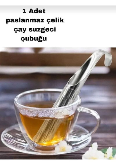 Paslanmaz Çelik Pratik Çubuk Çay Süzgeci - Bitki Çayı Demleme Filtresi Stick Süzgeç Çelik Diğer