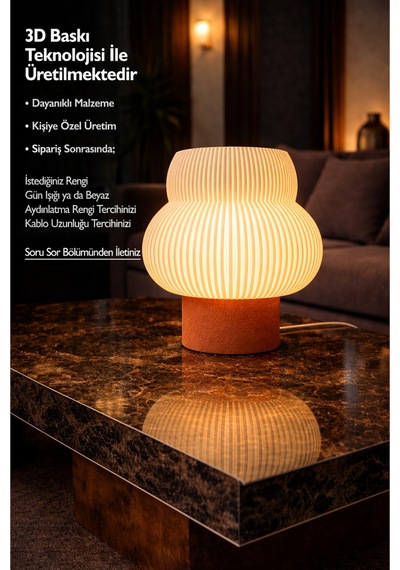 Bumble Model - Led Abajur - Masa Lambası - Usb 5v İle Çalışır - Slim Led Aydınlatması Dahildir - Dekoratif Lamba - Renk Seçenekli Çok Renkli