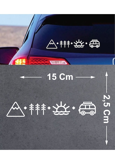 Sahil,karava,dağ Ve Orman Sticker - Araba Oto Motosiklet Karavan Cam Sticker - 02123 15X2,5 Cm