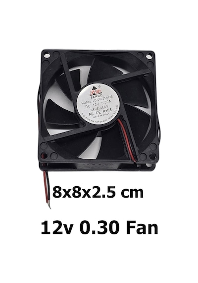 12v Dc 0.30a Brushless Soğutucu Fan 8x8x2.5 Cm 80mm Kasa Güç Kaynağı Kuluçka Uyumlu Büyük Fan