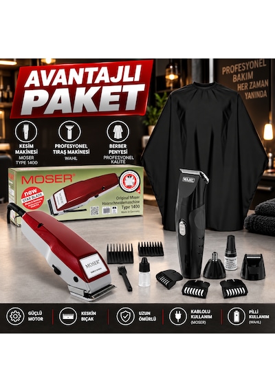 Moser 1400 Combo Profesyonel Bordo Saç Kesme Makinesi