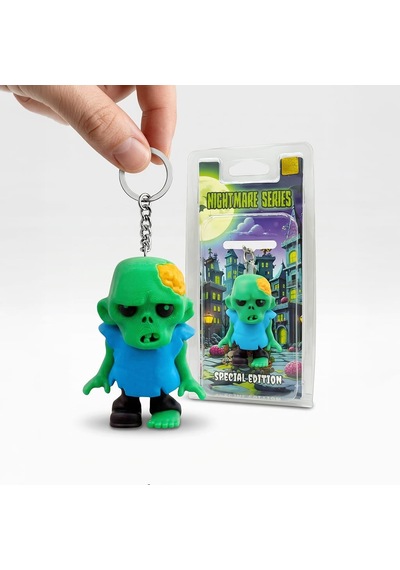 Zombi Figürü Anahtarlık, Hediyelik Halloween Çanta Aksesuarı Ve Hareketli Oyuncak Brain Chunk Açık Mavi