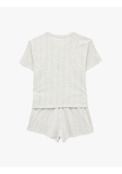Koton Kısa Kollu Bisiklet Yaka Ayıcık Detaylı Şortlu Pijama Takımı Gri Melanj 6slk40143mk Koton Kısa Kollu Bisiklet Yaka Ayıcık Detaylı Şortlu Pijama Takımı Gri Melanj 6slk40143mk