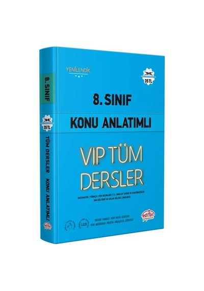 8 Sınıf Vip Tüm Dersler Konu Anlatımlı Mavi Kitap Editör Yay