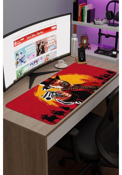 Red Dead Redemption 2 Dikişli Kauçuk Oyuncu Mousepad V2 - 90x40 Xxl Gaming Mouse Pad
