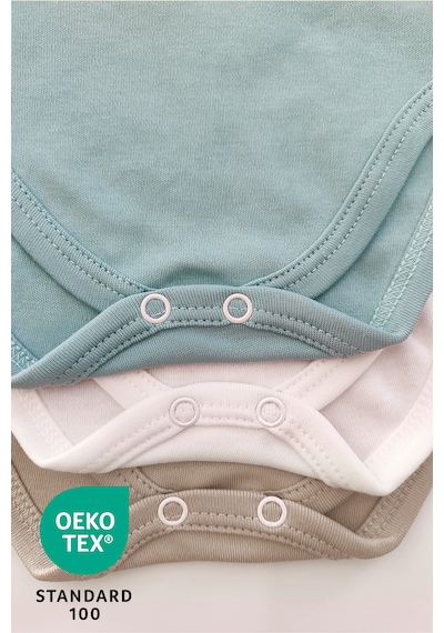 Luppinos Summer 3lü %100 Pamuk Nakışlı Bebek Body Set Bej - Mint Yeşil