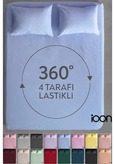 İqon Ranforce Dokuma Lastikli Çarşaf Takımı Tek Kişilik - 21 Renk Mavi