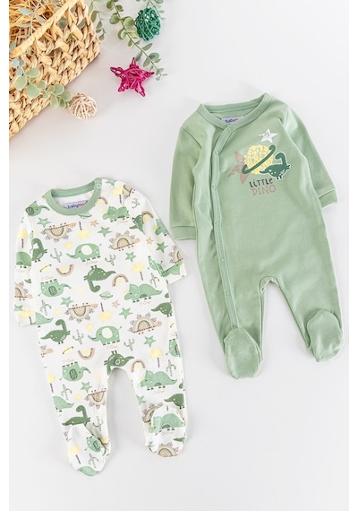 Baby Dino Figürlü Uzun Kollu 2'li Erkek Bebek Tulum Takım 001