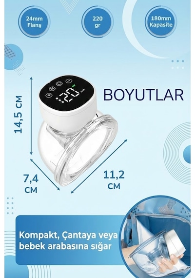Babyhope MY-376 Göğüs Pompası Şarjlı Giyilebilir Elektrikli Sessiz ve Elleri Serbest Kullanım 2 Adet