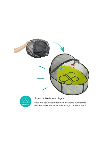 Bblüv Nidö Mini 2'si 1 Arada Seyahat ve Oyun Çadırı Gri Gri