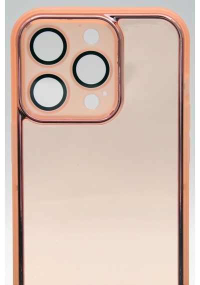 Apple Uyumlu iPhone 13 Pro Max Uyumlu Pembe Kenarlı Renkli Yarı Şeffaf Kapak Kılıf Kamera Lens Korumalı Pembe -