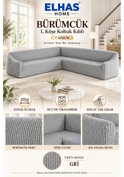 Bürümcük Eteksiz L Köşe Koltuk Örtüsü. 7 Kişilik Esnek, Köşe Koltuk Kılıfı. Toplam Uzunluk 550cm Gri - 796363643 Gri Bürümcük Eteksiz L Köşe Koltuk Örtüsü. 7 Kişilik Esnek, Köşe Koltuk Kılıfı. Toplam Uzunluk 550cm Gri - 796363643 Gri