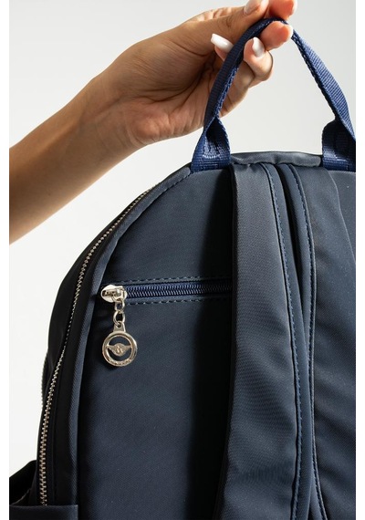 Baginn Saten Kumaş Kadın Sırt Çantası 38 28 Cm Yağmur İtici Kumaş Mega Bag Günlük Kullanıma Uygun Lacivert