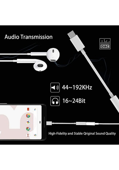 Apple Uyumlu iPhone / Samsung / Xiaomi / Huawei Usb-c To 3.5mm Kulaklık Dönüştürü Dac Chip