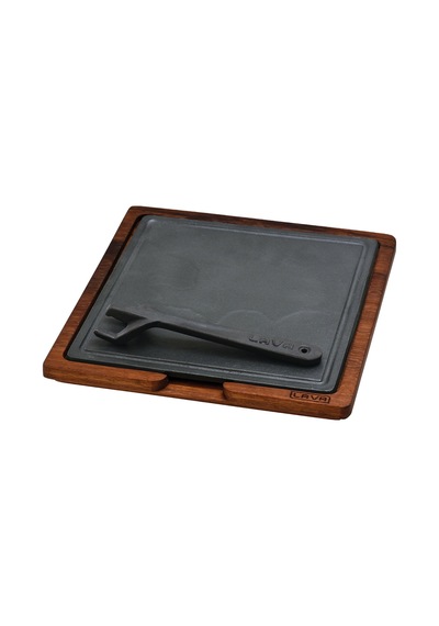 Lava Ahşap ve Döküm Demir Hot Plate Servis Tahtası 25 x 25 CM