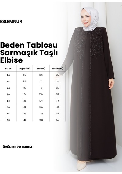 Eslemnur Sarmaşık Taşlı Büyük Beden Anne Elbisesi Lacivert