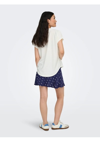 Only Onlmolly S/s O-neck Dobby Top Jrs Kadın T-shirt 15368563 Ekru