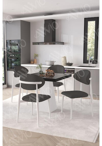Avvio Melody Beyaz Polo Metal Sandalye 90x90 Kare Yemek Masası Mutfak Masası Masa Sandalye Takımı Siyah Avvio Melody Beyaz Polo Metal Sandalye 90x90 Kare Yemek Masası Mutfak Masası Masa Sandalye Takımı Siyah