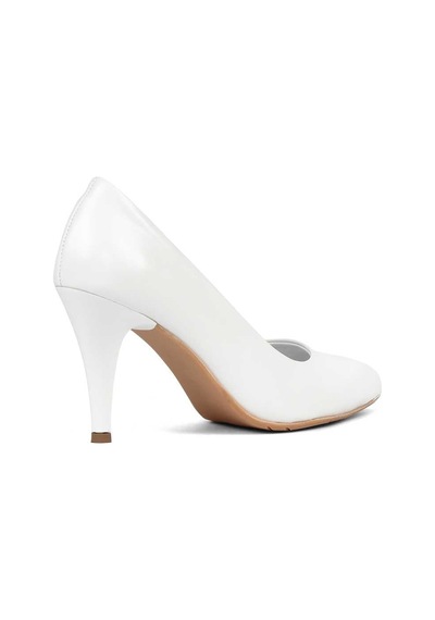 Kadın Beyaz İnce Topuklu Deri Stiletto