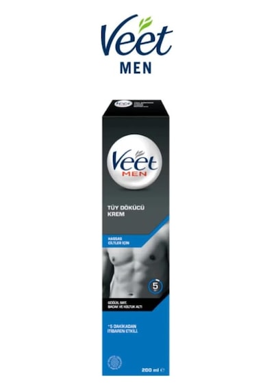 Veet Men Erkekler İçin Tüy Dökücü Krem, Hassas Ciltler, 100 Ml